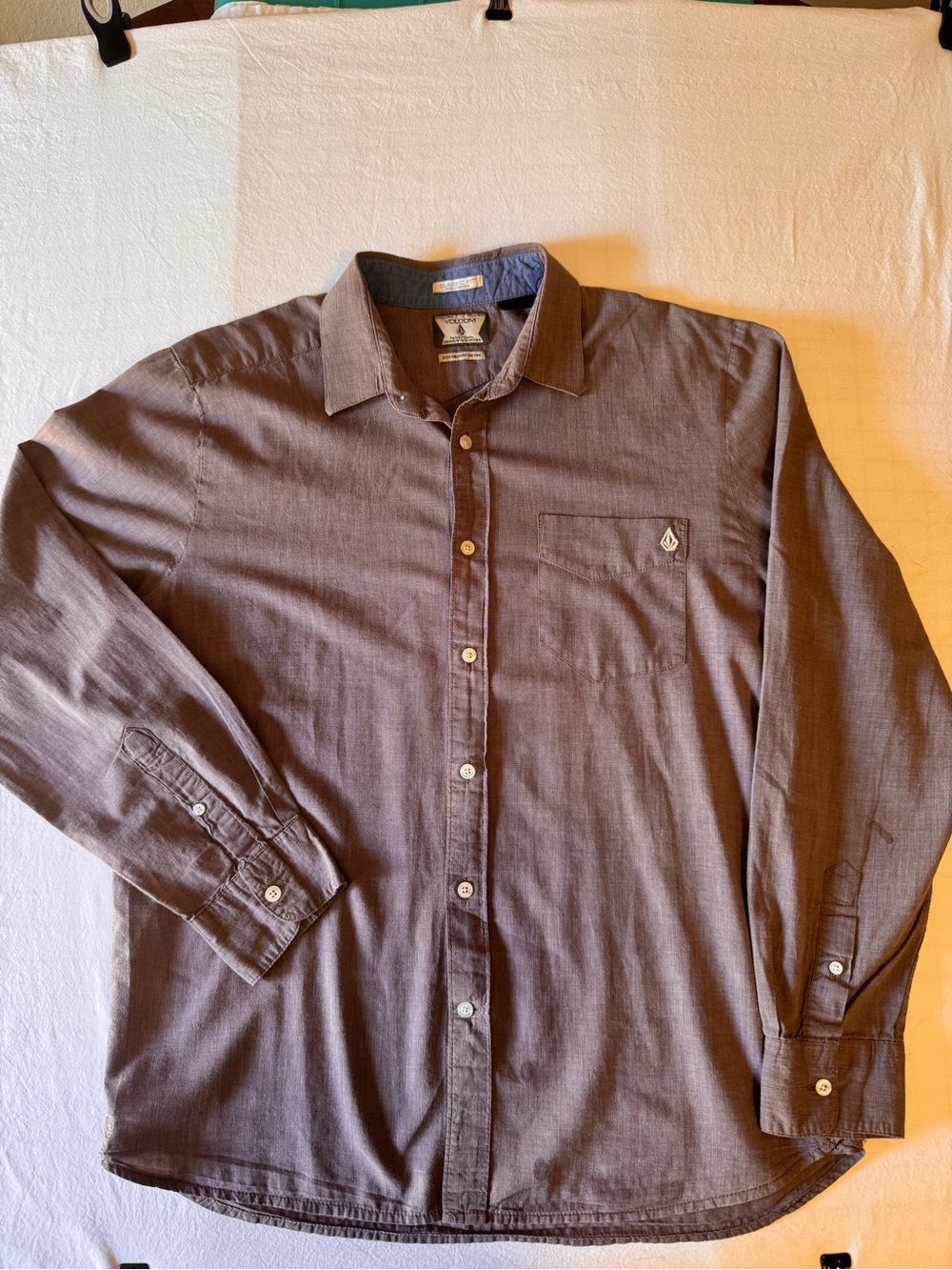 Volcom Men's Brown Long-Sleeve Button-Down Shirt